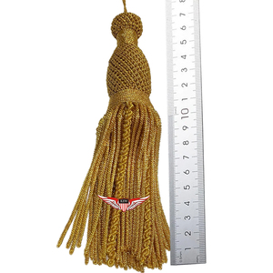 Pompon en fil de canutillo doré de 17 cm, franges en fil de métal, décoration pour vêtements d'église, cadeau de mariage fait main - Product Image 1