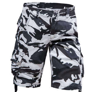 Shorts cargo en coton camouflage pour homme, décontractés, taille mi-haute, avec fermeture boutonnée, respirants, avec poches, style Bermuda - Product Image 6