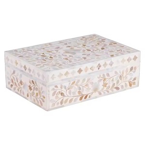 Boîte à bijoux décorative en nacre de haute qualité avec motif floral blanc, boîte de rangement pour bijoux en nacre - Product Image 2