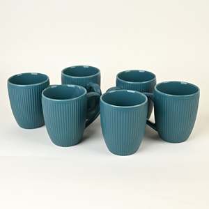 ชุดแก้วกาแฟเซรามิกสีฟ้าครามทำมือ 6 ใบ ดีไซน์โดดเด่นมีเอกลักษณ์สำหรับชาและน้ำ - Product Image 3