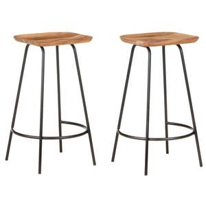 Ensemble de 2 tabourets de bar en bois d'acacia massif naturel, taille standard, avec un design en bois élégant - Product Image 1