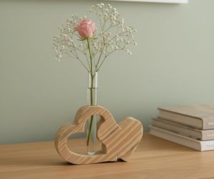 Handcrafted Wooden Flower <b>Vase</b> Round Tabletop Floral Holder Natural Material <b>Decorative</b> <b>Vase</b> for Home Wedding Decor - Product Image 2