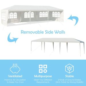 Tente de mariage et de fête de 10 x 30 pieds avec 5 parois latérales amovibles - Product Image 6