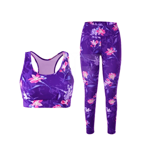 Ensemble de yoga respirant de haute qualité 1 pièce pour femme : soutien-gorge de sport et leggings à taille élastique, antibactérien, avec logo frontal - Product Image 1
