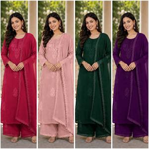 Salwar Kameez traditionnel pour femmes en coton marron avec broderie, longueur cheville, coupe régulière, style indien pakistanais, vêtements décontractés - Product Image 5