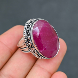 Magnifique bague en argent sterling 925 massif avec pierre précieuse rubis rouge, tendance et moderne, faite à la main, vente en gros directe usine - Product Image 2
