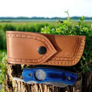 มีดพับคุณภาพสูงขายดีที่สุด มีดพกพาสำหรับตั้งแคมป์ ผลิตจากเหล็กดามัสกัสคุณภาพสูง พร้อมด้ามไม้ - Product Image 2