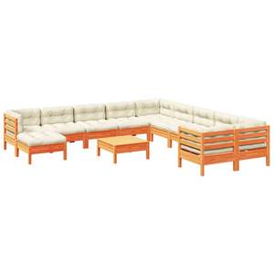 Ensemble de canapés de jardin en bois de pin massif brun ciré, tissu Oxford avec coton PP, mobilier d'extérieur élégant - Product Image 2