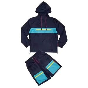 Conjunto Deportivo con Capucha para Niños, Unisex, con Bloques de Color, Manga Corta, Cierre de Cremallera, Bolsillos Laterales, Transpirable, de Poliéster, para Uso Casual de Verano - Product Image 5