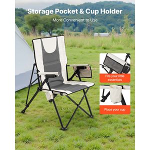 Chaise de camping pliante à dossier haut pour l'extérieur, 3 positions inclinables, entièrement rembourrée, capacité de charge de 260 lb - Product Image 3