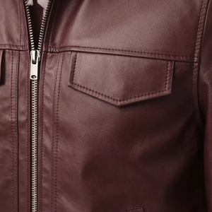 Custom Logo Men Premium Synthetic <b>Leather</b> <b>Jacket</b> Vintage <b>Brown</b> Custom GSM Panel Stitched Embossed Trucker Coat Waterproof - Product Image 6