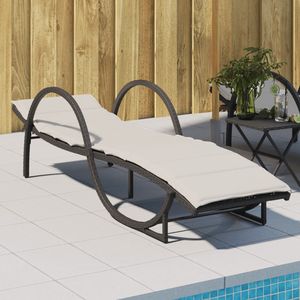 Chaise longue en rotin PE noir et blanc crème avec structure en acier thermolaqué, mobilier d'extérieur durable - Product Image 1