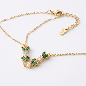 Collier tendance plaqué or 18 carats avec pendentif tulipe rose en zircon, chaîne à maillons, bijoux indiens pour femmes, vente en gros pour mariages - Product Image 4