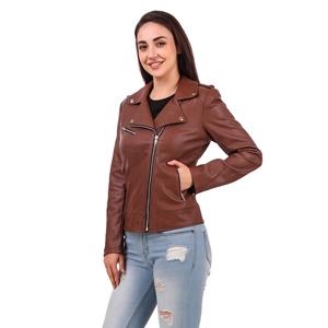 Custom <b>Sheepskin</b> Leather <b>Jacket</b> Cropped Genuine Leather Motorcycle <b>Jackets</b> for Women - Product Image 3