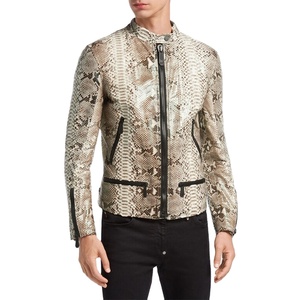 Rivian Atlantic bán buôn <span class=keywords><strong>Python</strong></span> dập nổi Áo khoác da cho nam giới mới da rắn da áo khoác mùa đông OEM đứng cổ áo - Product Image 4