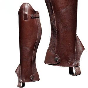 OEM Custom Genuine Leather <b>Half</b> <b>Chaps</b> Soft Cowhide Equestrian Horse Riding Gaiters High Quality <b>Chaps</b> LHC-0050 - Product Image 6
