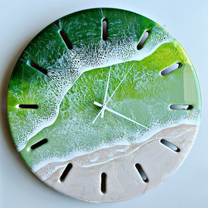 Premium quality Best Artisans handmade Round Resin Wall <b>Clock</b> Coastal Scenic Design Analog Quartz <b>Silent</b> Living Room Decor - Product Image 1