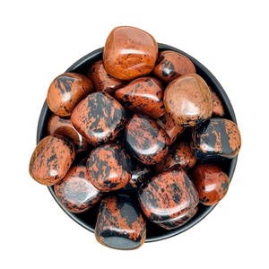 หินมะฮอกกานีหินภูเขาไฟธรรมชาติแกะสลักคริสตัลหินฮวงจุ้ยสำหรับการป้องกันการรักษาเรกิ - Product Image 1