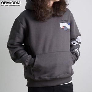 Sweat à capuche oversize de haute qualité 310g, design épaules tombantes, brodé, en molleton 100% coton pour manches, unisexe - Product Image 5