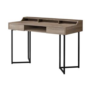 Contemporary Modern 48\"L Home Office Laptop Computer <b>Desk</b> with Storage Drawers Brown Laminate and Black Metal - Product Image 2