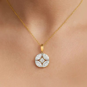 Modern 9 Kt Pure Gold Lab Grown Fancy Diamond Queens Crown Pendant 2.38 Ct E F/VS-VVS Gold Plated Luxury Women's Fine <b>Jewelry</b> - Product Image 1