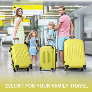 Valigia Trolley 3-in-1 Stile Classico 20 Pollici Giallo Crema con Strisce Diamantate in Gomma Impermeabile con Cerniera in Poliestere per Viaggi - Product Image 2