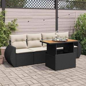 Ensemble de canapés de jardin avec accoudoirs réglables, grand modèle en rotin PE noir, accoudoirs larges et réglables - Product Image 1
