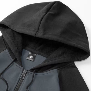 Survêtement homme noir et gris, 2 en 1, léger, manches longues, fermeture éclair, avec poche latérale - Product Image 4