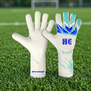 Gants de gardien de but blancs, dernier design, avec impression de logo personnalisée en latex 4 mm, protection anti-UV des doigts, coupe hybride. - Product Image 2
