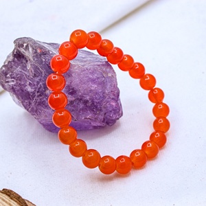 Pulsera de cuentas sueltas de cornalina roja natural pulida redonda al por mayor para fabricación de joyas Memoria Jewels - Product Image 5