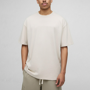 T-shirt pour homme à col rond, coupe classique, en jersey de soie/coton 260 GSM, anti-plis, séchage rapide, écologique, avec logo imprimé personnalisé - Product Image 6