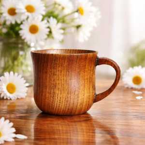 Vajilla rústica artesanal de madera, taza ecológica hecha a mano, taza geométrica de madera hecha a mano, taza de té de madera maciza - Product Image 1