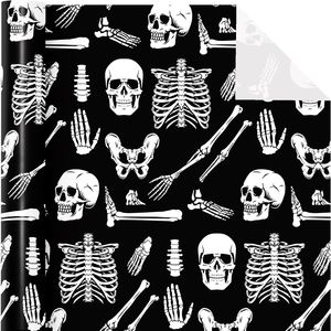 Mini Carta da Regalo a Forma di Scheletro 17 Pollici X 16,5 Piedi per Decorazioni di Halloween e Regali di Compleanno - Product Image 1