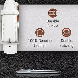 Ceinture en cuir de vachette pour homme, style décontracté et haut de gamme, avec boucle carrée argentée, personnalisable, look simple et attrayant, au meilleur prix - Product Image 5