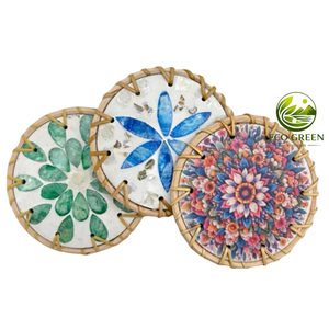 Posavasos de Mosaico de Madreperla Ecológico, Hecho a Mano, Decorativo, Estilo Costero, Accesorio de Mesa - Product Image 2