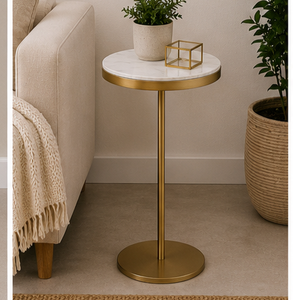 Modern Round Marble Top Coffee <b>Table</b> with <b>Gold</b> Brass Frame Living Room Furniture Decorative <b>Side</b> <b>Table</b> - Product Image 6
