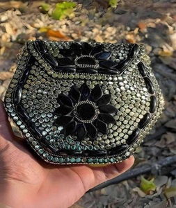 Indian Handicraft <b>Silver</b>-Plated Rectangle Metal Handmade <b>Clutch</b> Mosaic Bag for Women Party Use Multicolor F S INTERNATIONAL - Product Image 2