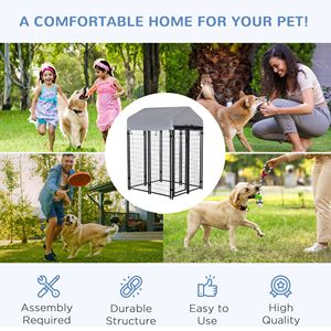 Outdoor Heavy Duty 4 X 4 X 6 Welded Wire Dog Kennel with Roof UV Resistant Playpen <b>Enclosure</b> Escape-proof Lock <b>Pet</b> Cage - Product Image 6