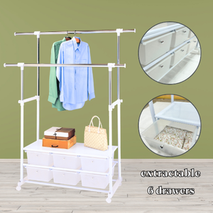 Wholesale Detachable Standing Type Clothes Organizer Double Extendable <b>Pole</b> for Home and Shoe Storage in <b>Clothing</b> Stores - Product Image 4