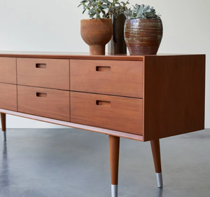 Aparador Largo de Madera Maciza Estilo Moderno de Mediados de Siglo, con Múltiples Cajones, Minimalista, para Comedor, Hotel, Sala de Estar - Product Image 3