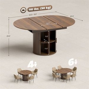 Tavolo da Pranzo in Legno di Noce con Ripiano Portaoggetti per Cucina, Soggiorno o Utilizzo come Tavolino da Caffè - Product Image 6