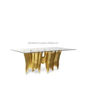 Modern Interior Metal <b>Coffee</b> <b>Table</b> Premium Designer Furniture Antique Steel Frame Black - Product Image 1