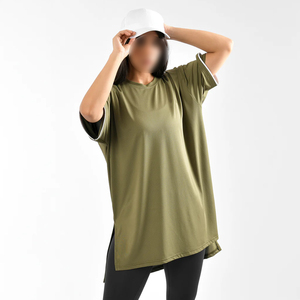 Camiseta Larga de Moda Modesta para Mujer, Corte Regular, Estilo Casual, Algodón Suave, Transpirable, Ecológica, Ligera, para Uso Diario - Product Image 1