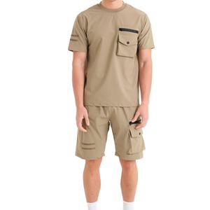 Camiseta de corte regular para hombre y conjunto corto Nuevo diseño Color sólido Manga corta Tela de algodón Conjunto doble de dos piezas con bolsillos para la venta - Product Image 2