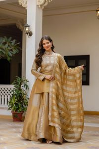 Ensemble élégant de lehenga en viscose Banarasi avec haut et dupatta, tenue ethnique de créateur pour mariage, festival, fête, pour femmes - Product Image 5