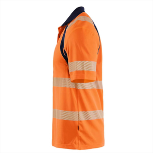 เสื้อโปโลสะท้อนแสงคุณภาพสูงสำหรับผู้ชาย แบบกำหนดเอง OEM ODM สีดำลายส้ม ชุดยูนิฟอร์มนิรภัย - Product Image 3