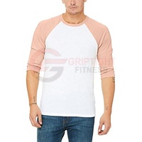 T-shirt en jersey respirant à manches 3/4 colorblock pour homme, grandes tailles XS-XL 2X 3X 4X 5X 6X