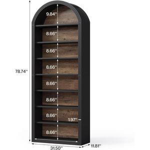 Large Arched <b>Open</b> Bookshelf Independent Wooden <b>Storage</b> Cabinet for Living Rooms Bedrooms Offices or Libraries - Product Image 6