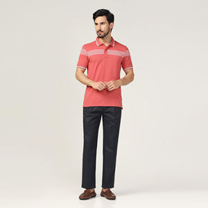 Polo de Hombre Color Coral con Diseño de Rayas en el Pecho, Transpirable, de Algodón, Verano, Casual, Manga Corta, para Golf, Tenis y Deportes - Product Image 3