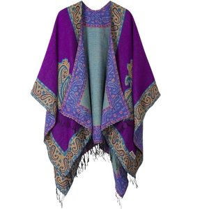 Women's Retro Style Vintage Pattern Tassel Poncho <b>Shawl</b> Cape <b>Wraps</b> For Women - Product Image 3
